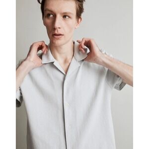 Madewell Mens M Knit Easy Short-Sleeve Camp Shirt Gray Minimalist Basic Preppy